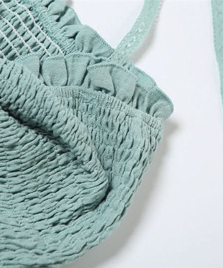 Sage Halter Smocked Top & Lace Palazzo Pants Set | Resort Chic for Fall Getaways