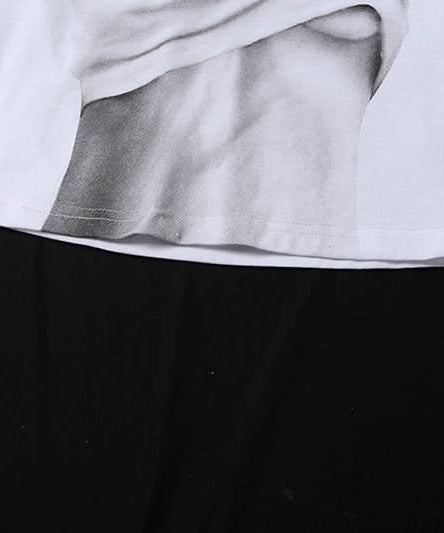 WEW Illusion Abs Crop Top | Edgy Y2K Graphic Tee for Fall & Halloween Street Style