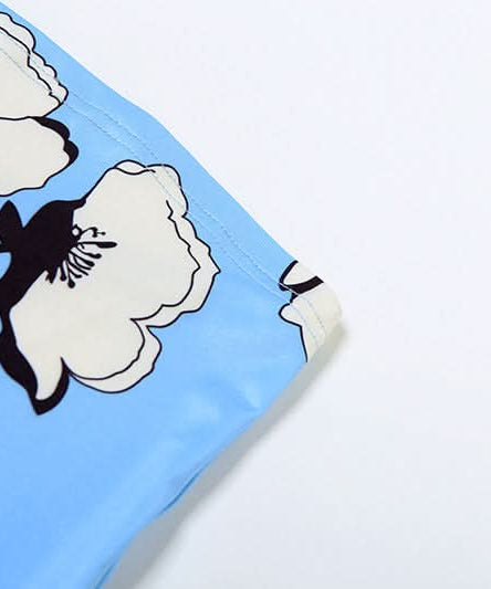 Chic Sky Blue Floral Tube Top - Versatile Strapless for Fall Layering & Resort Style