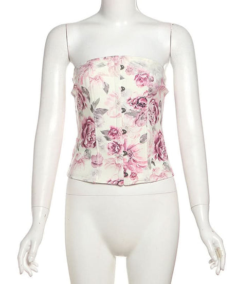 Trending Floral Corset Tube Mini Dress | Strapless & Lace Hem for Fall Getaways & Holiday Parties