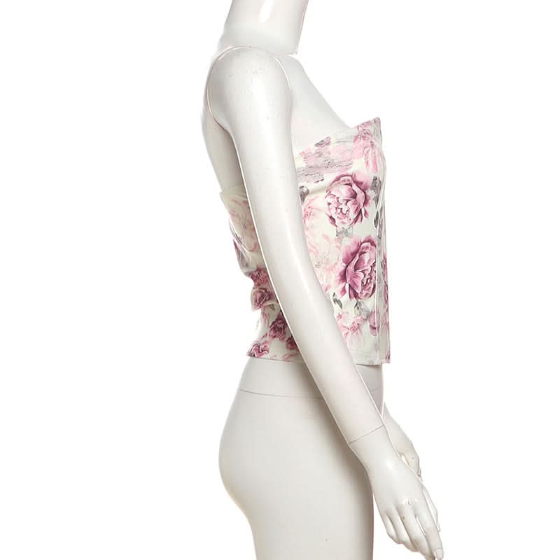 Trending Floral Corset Tube Mini Dress | Strapless & Lace Hem for Fall Getaways & Holiday Parties