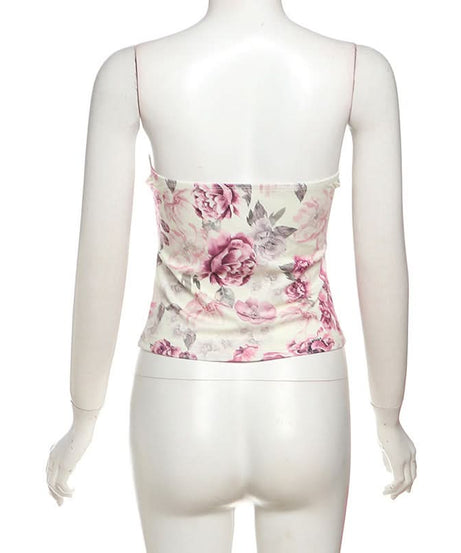 Trending Floral Corset Tube Mini Dress | Strapless & Lace Hem for Fall Getaways & Holiday Parties