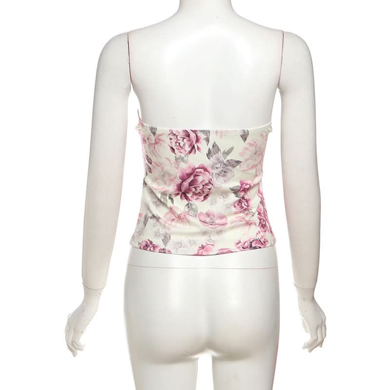 Trending Floral Corset Tube Mini Dress | Strapless & Lace Hem for Fall Getaways & Holiday Parties