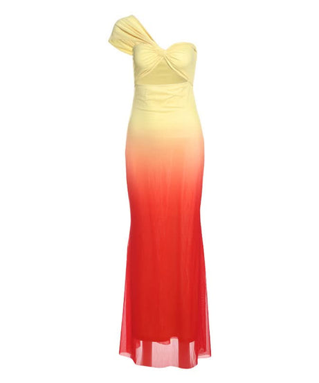 Sunset Ombre One-Shoulder Cutout Maxi Dress | Resort & Holiday Party Glam