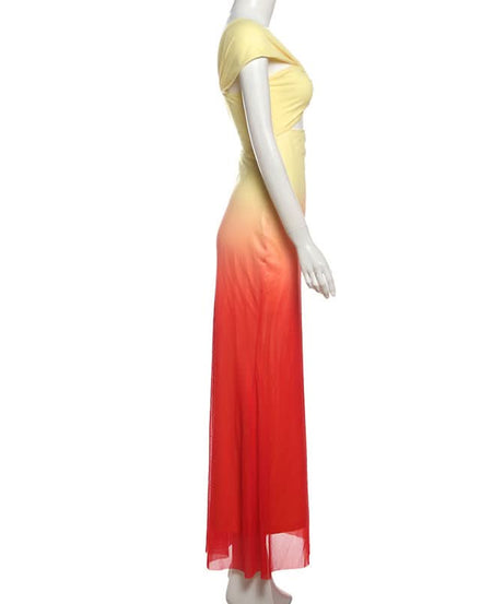 Sunset Ombre One-Shoulder Cutout Maxi Dress | Resort & Holiday Party Glam