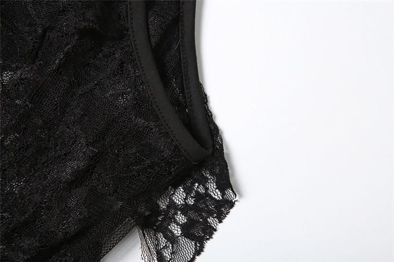 Mystic Midnight Lace Ruffle Cami - Edgy Gothic Drape Top for Fall