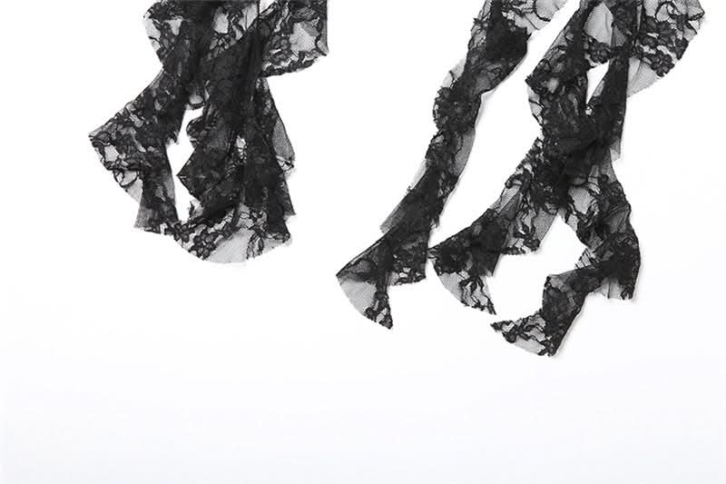 Mystic Midnight Lace Ruffle Cami - Edgy Gothic Drape Top for Fall