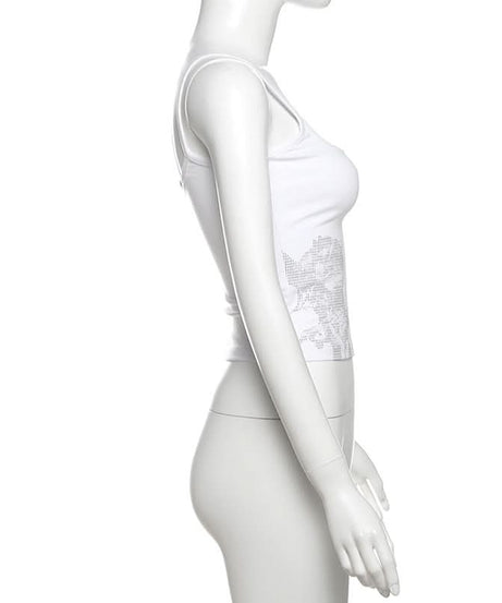 Y2K Edgy Graphic Cami Top – 'Cathethee' Spaghetti Strap Fall Layering Essential for Women
