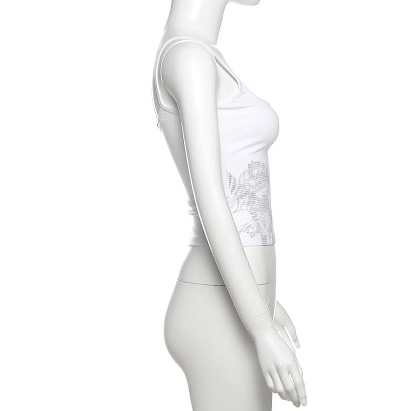 Y2K Edgy Graphic Cami Top – 'Cathethee' Spaghetti Strap Fall Layering Essential for Women