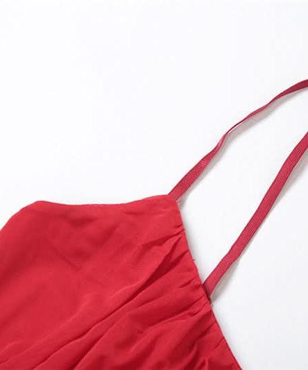 Crimson Asymmetrical Ruffle Mini Dress - Chic Holiday Party & Cocktail Statement for Women