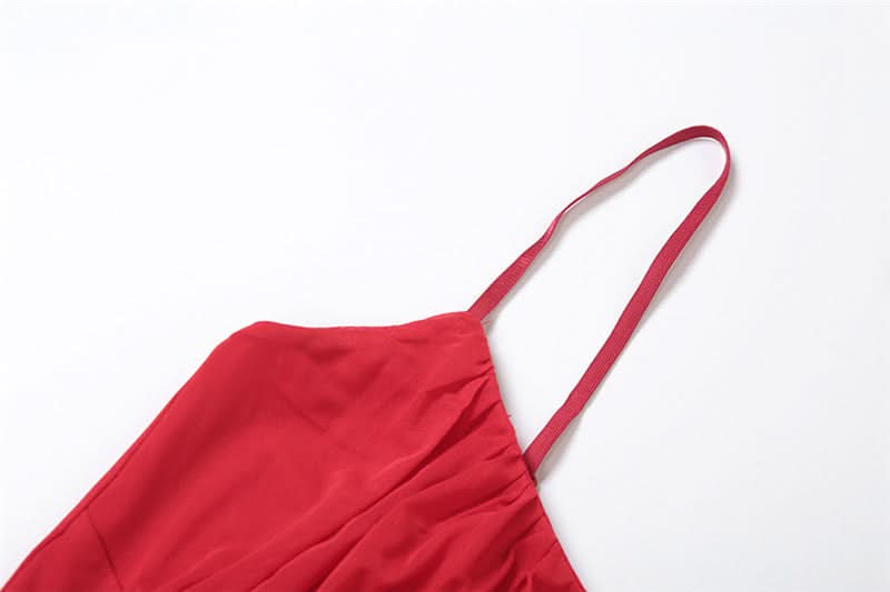 Crimson Asymmetrical Ruffle Mini Dress - Chic Holiday Party & Cocktail Statement for Women