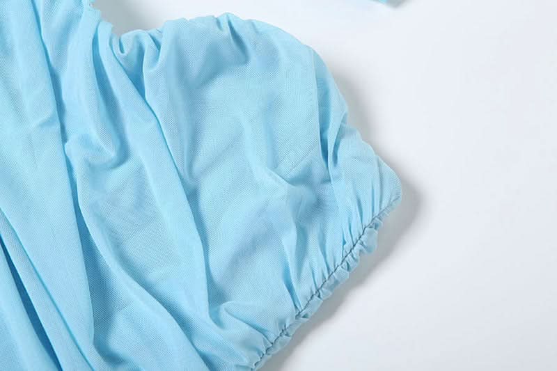 Enchanting Sky Blue Ruched Maxi Dress with Sheer Skirt & Drape - Holiday Galas & NYE Ready