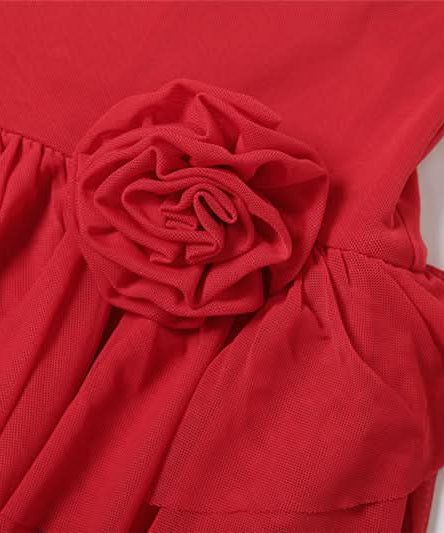 Crimson Asymmetrical Ruffle Mini Dress - Chic Holiday Party & Cocktail Statement for Women