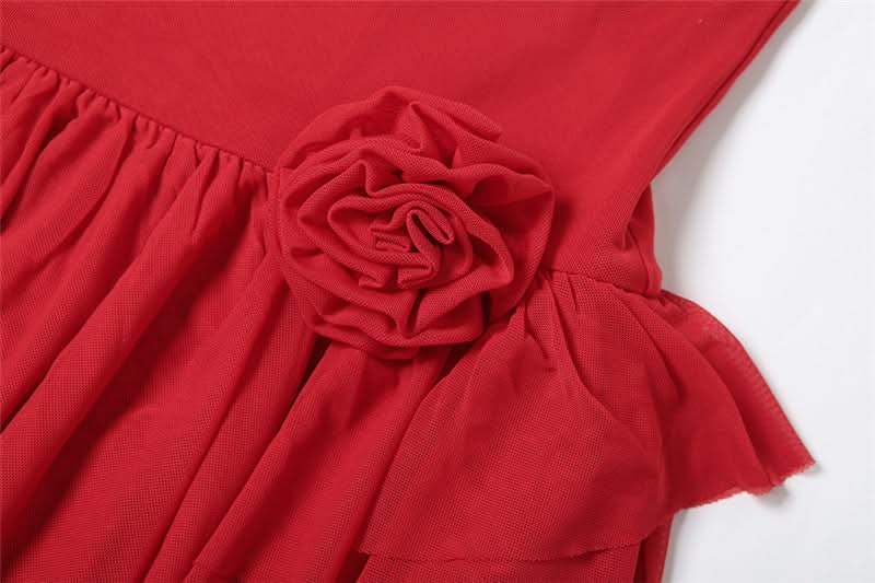 Crimson Asymmetrical Ruffle Mini Dress - Chic Holiday Party & Cocktail Statement for Women