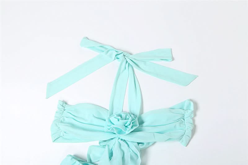 Ethereal Aqua Ruffle Halter Maxi Dress | Resort Chic & Holiday Escape Gown