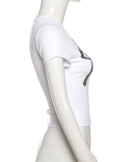 Iconic Duo Y2K Graphic Crop Top - Your Holiday Party & Night Out Essential Tee