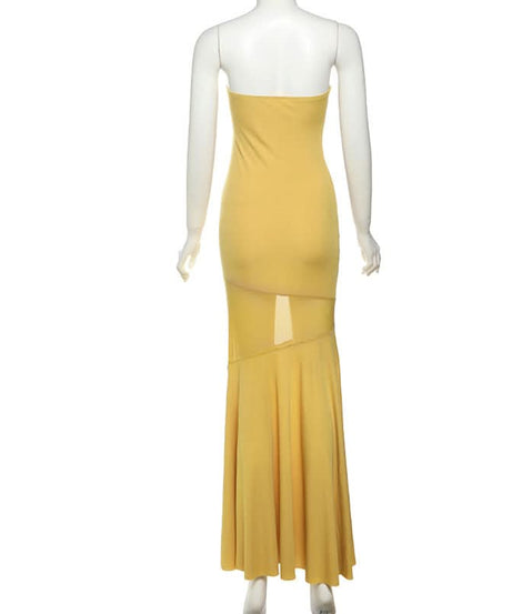 Golden Rose Autumn Nights Strapless Maxi Dress - Elegant Floral Statement Gown