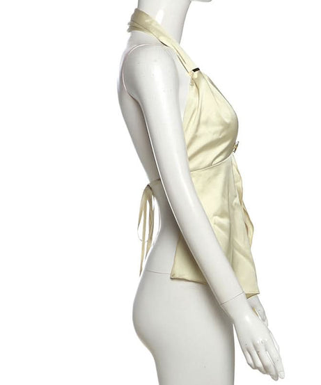 Sultry Black Satin Halter Top with Gold Shell Appliques – Your Ultimate Fall & Holiday Party Statement Piece