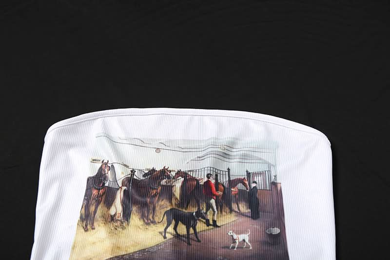 Y2K Vintage Vibe Graphic Tube Top - Ribbed Strapless Crop for Effortless Fall Style