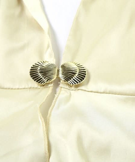 Sultry Black Satin Halter Top with Gold Shell Appliques – Your Ultimate Fall & Holiday Party Statement Piece