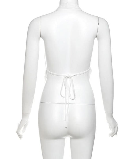 Siren Black Halter Cut-Out Crop Top - Your Go-To for Confident Fall Nights & Party Season