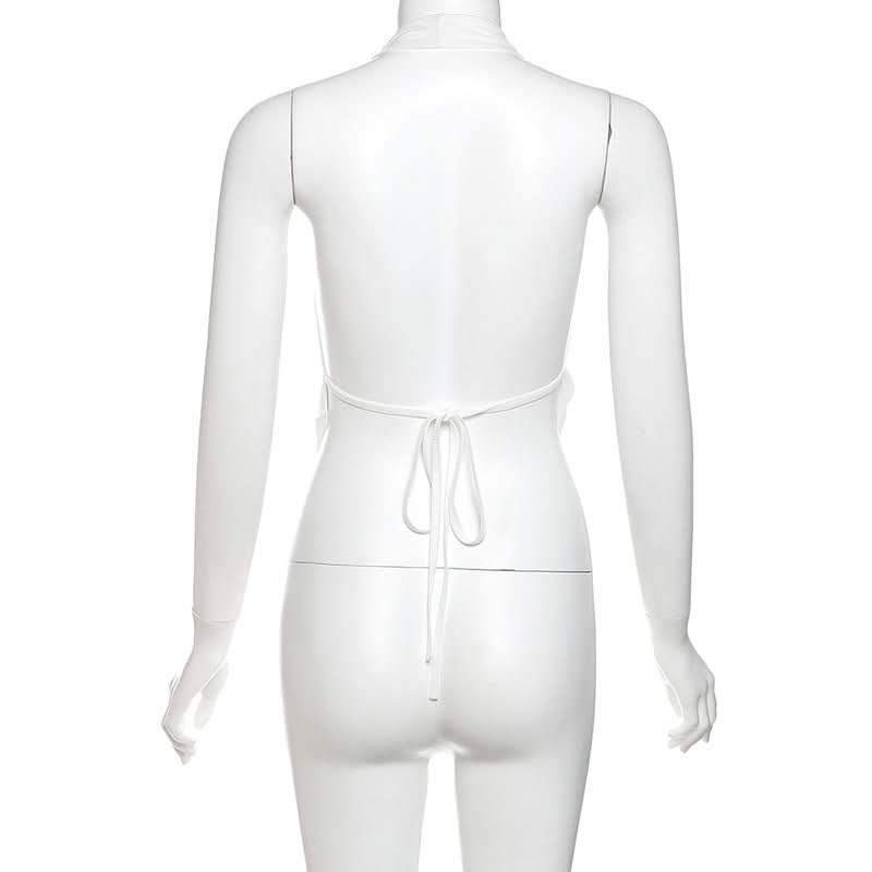 Siren Black Halter Cut-Out Crop Top - Your Go-To for Confident Fall Nights & Party Season