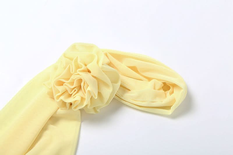 Golden Hour Goddess Ruffle Mesh Cami Top & Floral Choker Set – Fall's Whimsical Statement Piece