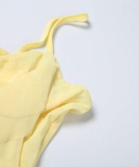 Golden Hour Goddess Ruffle Mesh Cami Top & Floral Choker Set – Fall's Whimsical Statement Piece