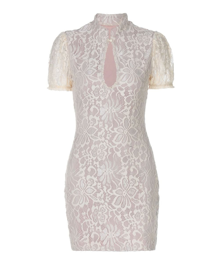 Romantic Lace Keyhole Mini Dress - Perfect for Fall Dates & Holiday Glam