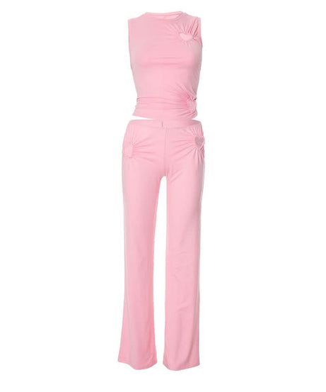 Bubblegum Dream Sweetheart Ruched Two-Piece Set - Chic Y2K Fall Lounge & Street Style