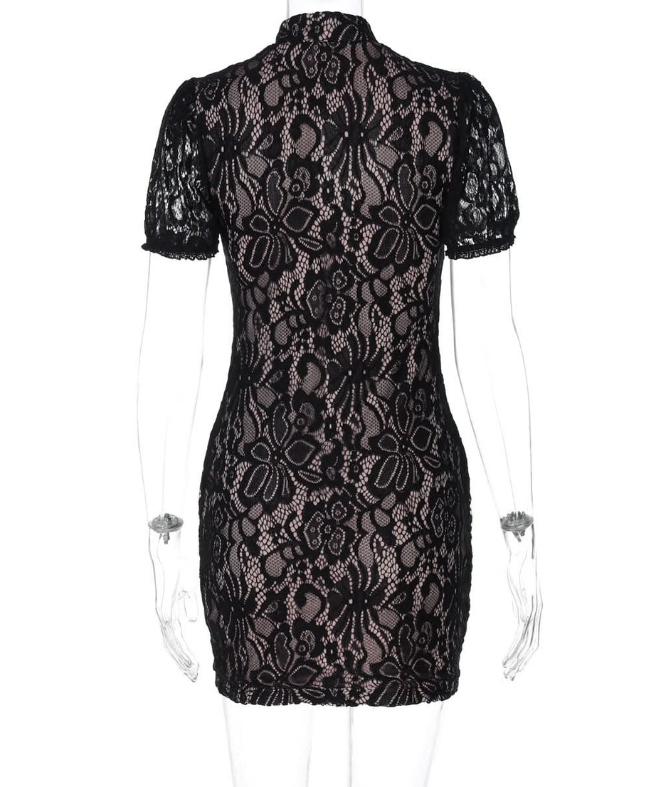 Romantic Lace Keyhole Mini Dress - Perfect for Fall Dates & Holiday Glam