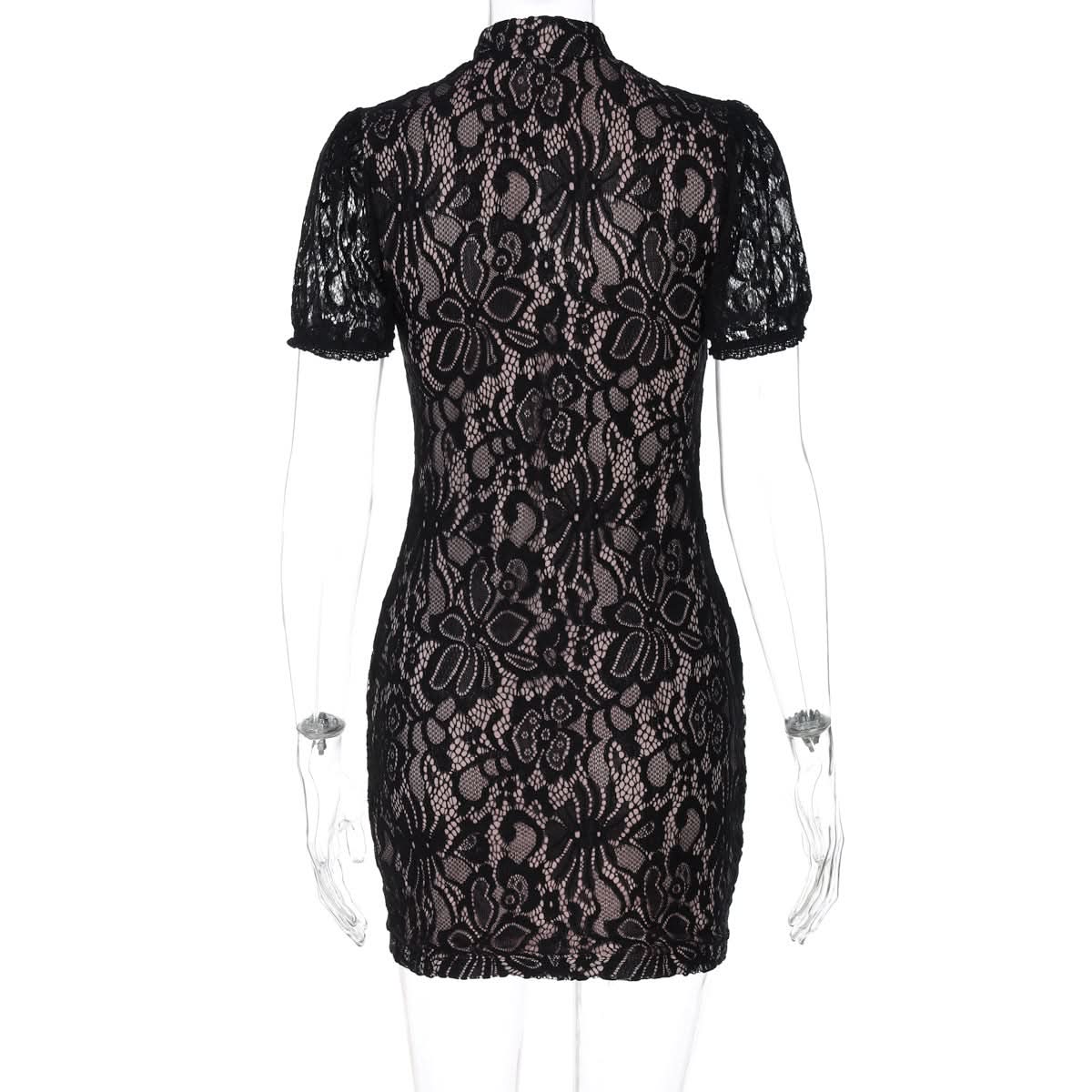 Romantic Lace Keyhole Mini Dress - Perfect for Fall Dates & Holiday Glam