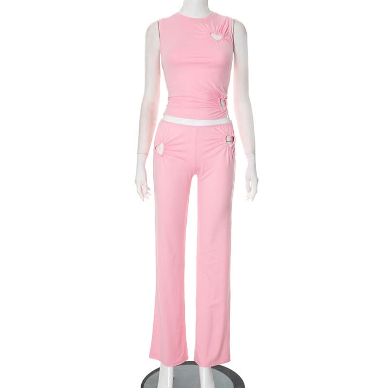 Bubblegum Dream Sweetheart Ruched Two-Piece Set - Chic Y2K Fall Lounge & Street Style