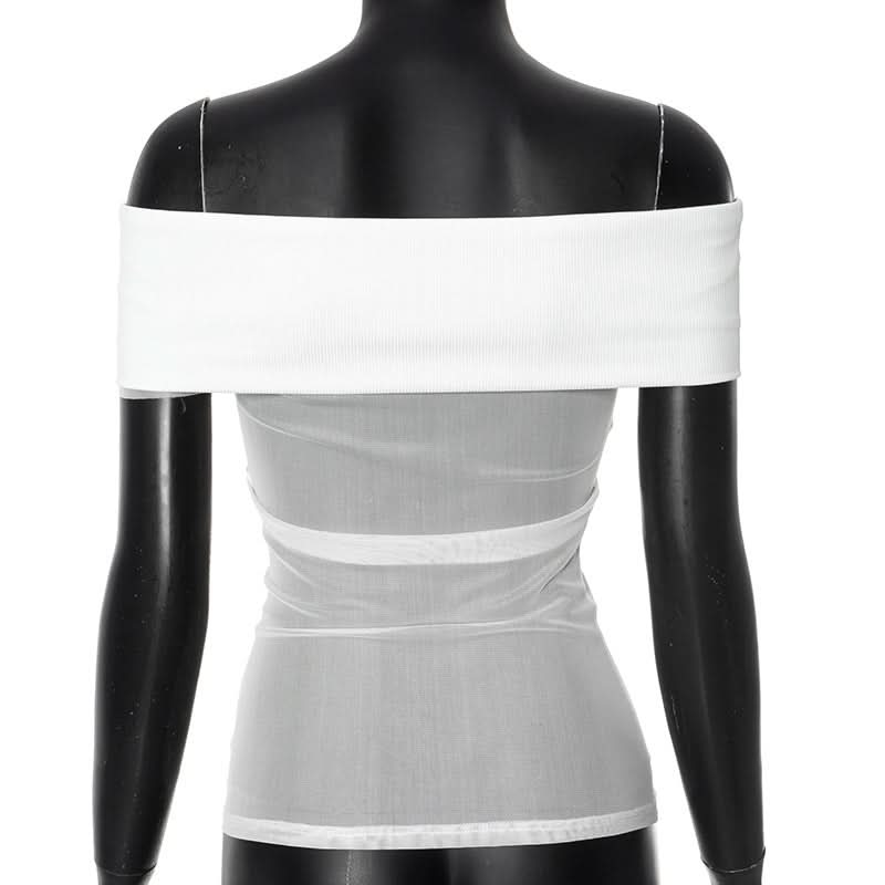 Rebel Chic Mesh Cross Off-Shoulder Top - Spooky Season & Beyond