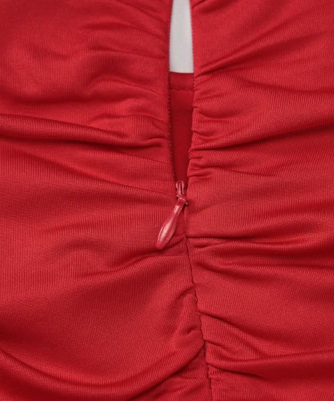 Stunning Red Halter Jumpsuit with Gold Heart Details | Your Festive Fall & Holiday Party Statement