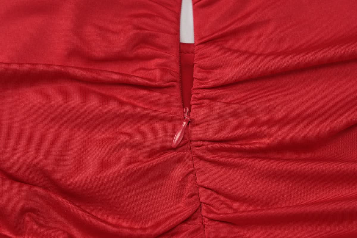 Stunning Red Halter Jumpsuit with Gold Heart Details | Your Festive Fall & Holiday Party Statement