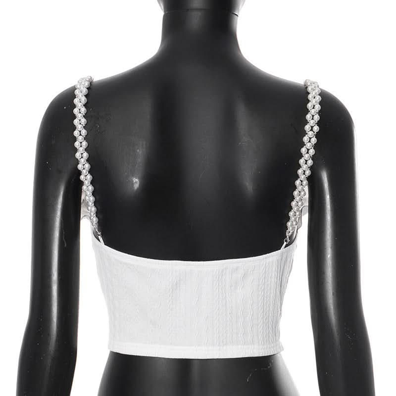 Chic Coquette Bow & Pearl Ruffle Crop Top - Strapless Fall Party & Holiday Ready