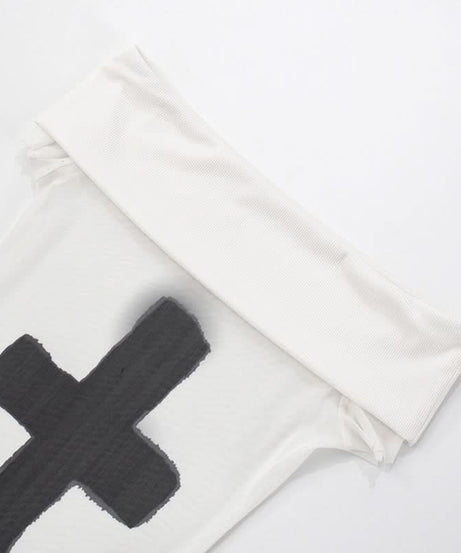 Rebel Chic Mesh Cross Off-Shoulder Top - Spooky Season & Beyond