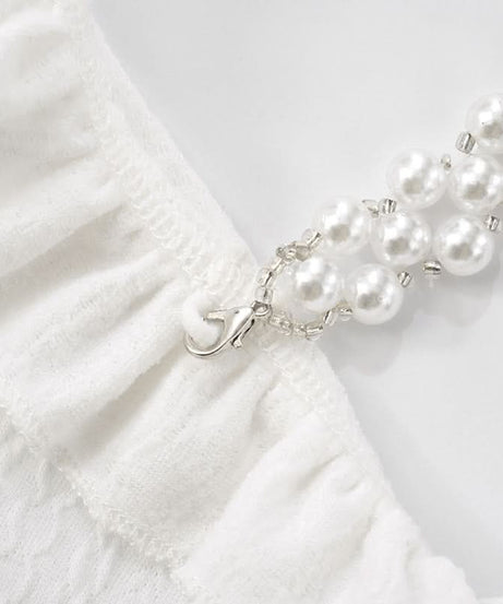 Chic Coquette Bow & Pearl Ruffle Crop Top - Strapless Fall Party & Holiday Ready