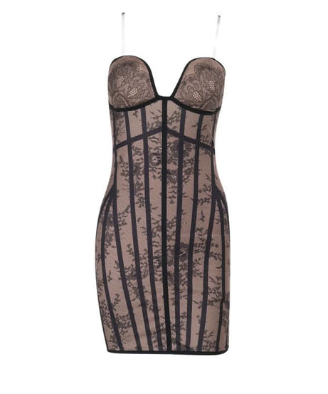 Allure Black Lace Corset Bodycon Mini Dress - Strapless & Seductive for Fall Nights & Holiday Parties
