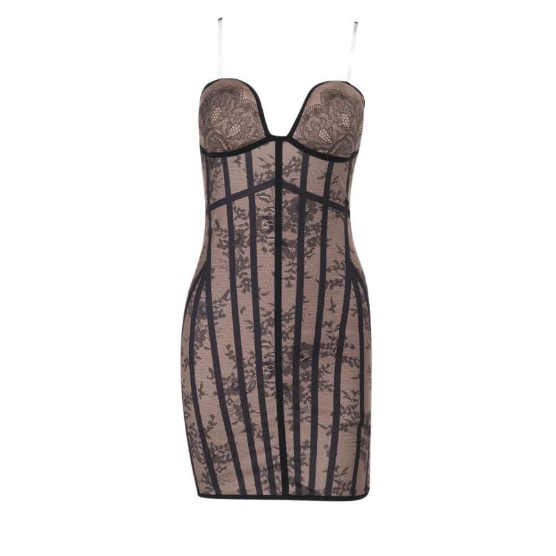 Allure Black Lace Corset Bodycon Mini Dress - Strapless & Seductive for Fall Nights & Holiday Parties