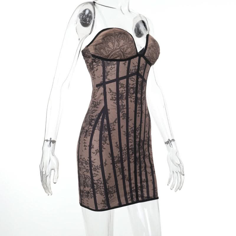 Allure Black Lace Corset Bodycon Mini Dress - Strapless & Seductive for Fall Nights & Holiday Parties