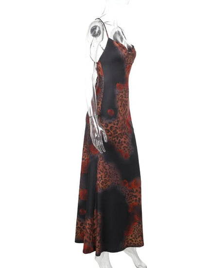 Fierce Fall Glam: Leopard & Rose Cowl Neck Maxi Dress – Your Statement Piece for Autumn & Holiday Nights