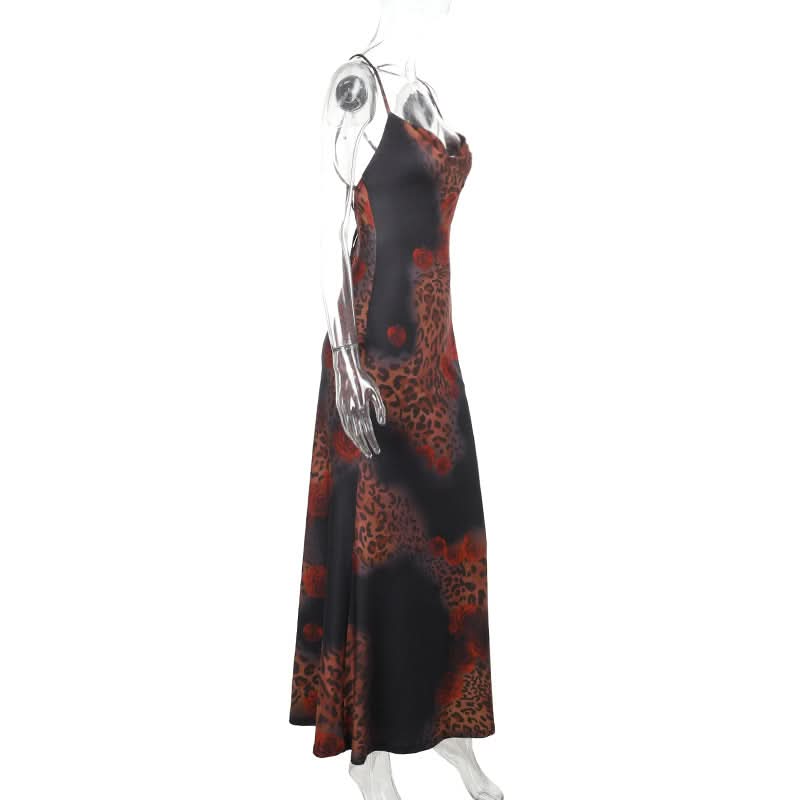 Fierce Fall Glam: Leopard & Rose Cowl Neck Maxi Dress – Your Statement Piece for Autumn & Holiday Nights
