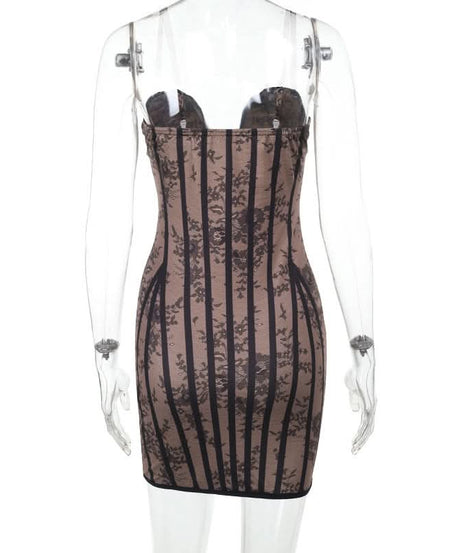 Allure Black Lace Corset Bodycon Mini Dress - Strapless & Seductive for Fall Nights & Holiday Parties
