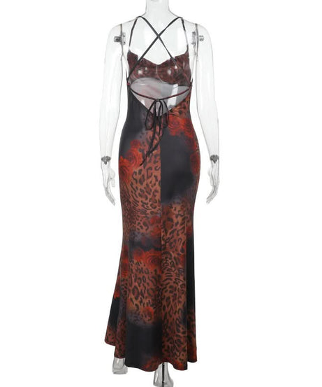 Fierce Fall Glam: Leopard & Rose Cowl Neck Maxi Dress – Your Statement Piece for Autumn & Holiday Nights
