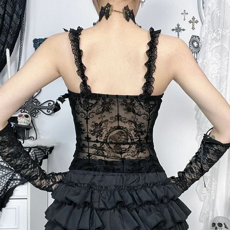 Haute Goth Velvet & Lace Corset Cami Top - Dark Romance Fall & Halloween Style