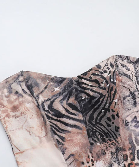 Fierce Fall Glam: Animal Print Cutout Maxi Set - Strapless Top & Skirt for Holiday Nights