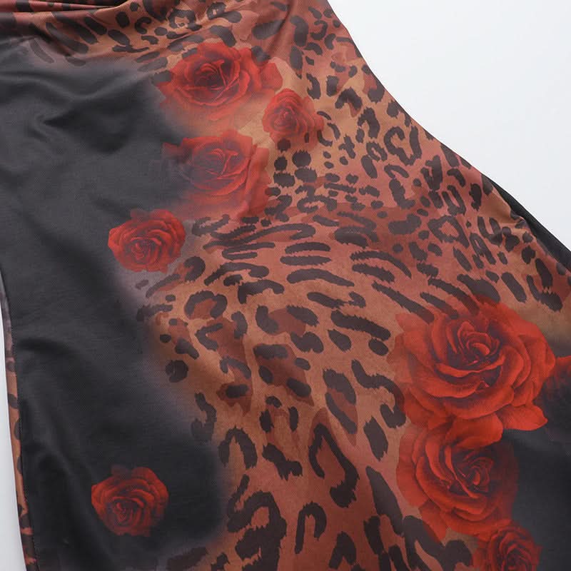 Fierce Fall Glam: Leopard & Rose Cowl Neck Maxi Dress – Your Statement Piece for Autumn & Holiday Nights