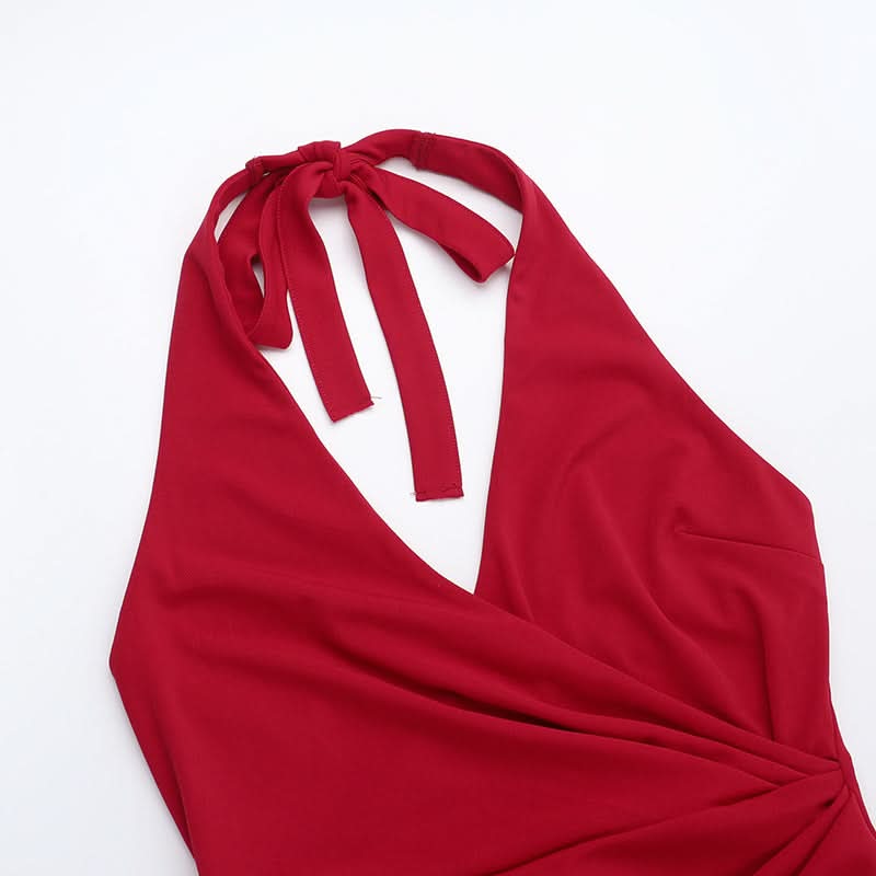 Stunning Black Halter Ruched Maxi Dress with High Slit - Your Go-To for Fall & Holiday Glamour